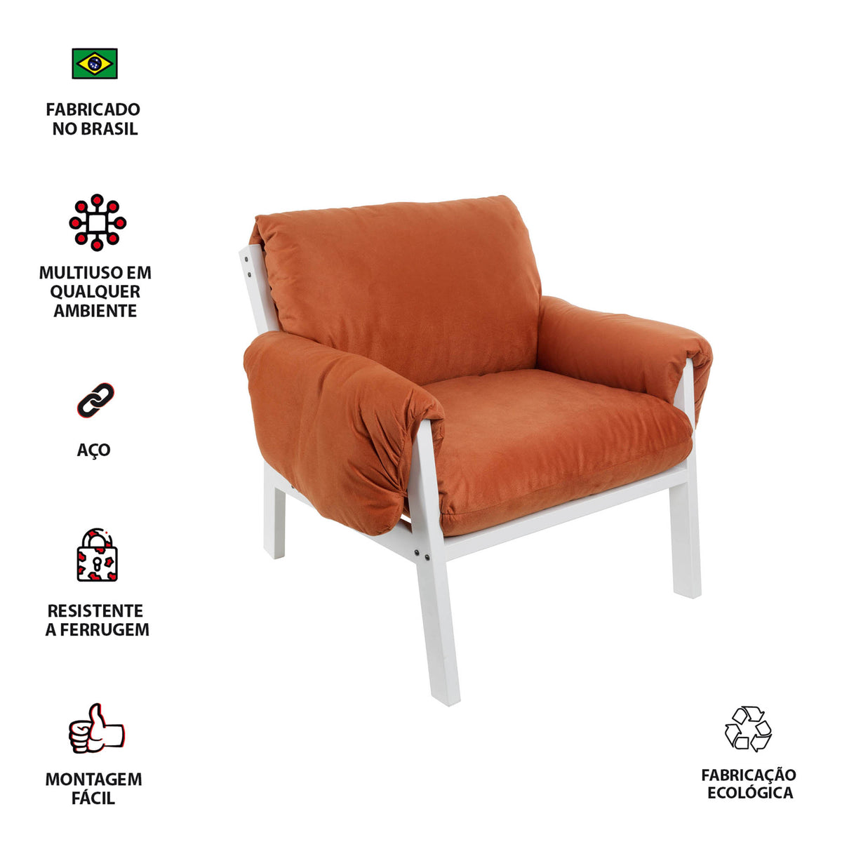 Poltrona Decorativa Reforçada Design Luxo Consultório Nona