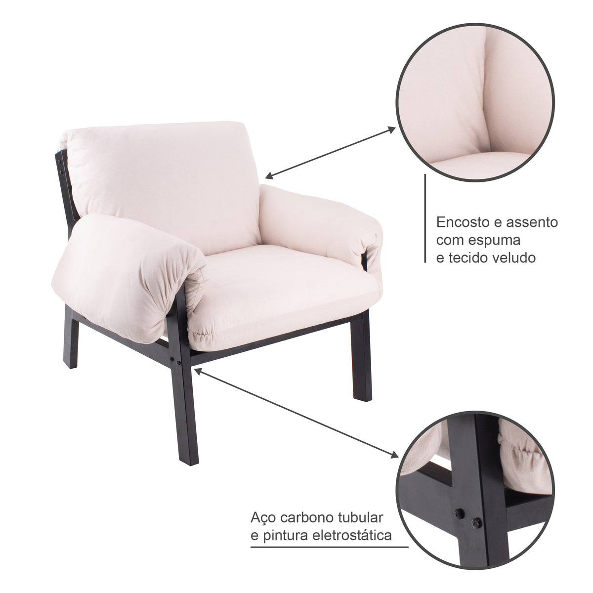 Poltrona Decorativa Reforçada Design Luxo Consultório Nona