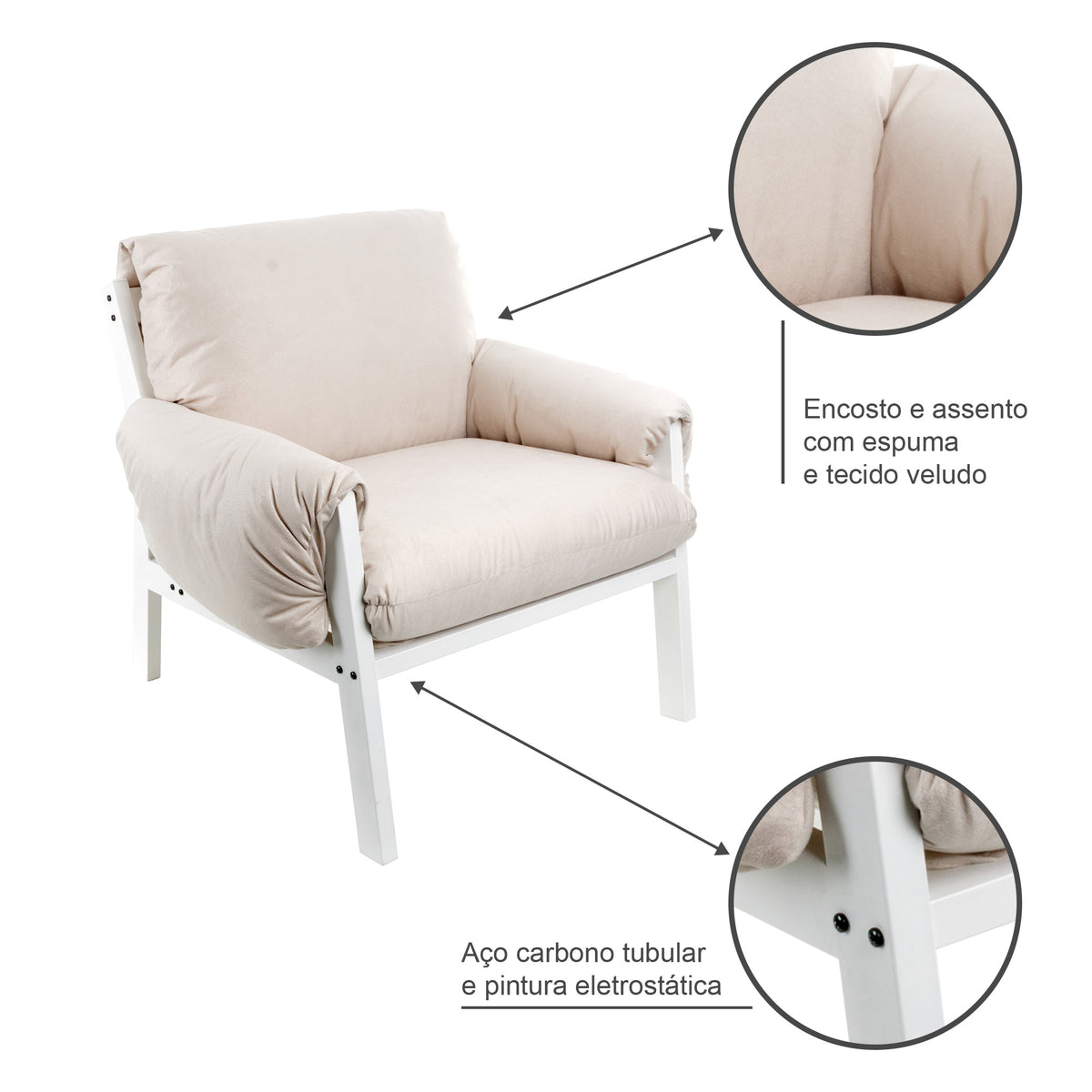 Poltrona Decorativa Reforçada Design Luxo Consultório Nona