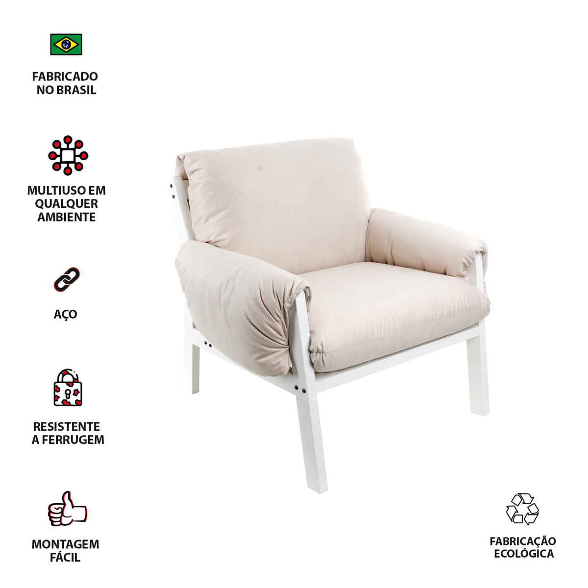 Poltrona Decorativa Reforçada Design Luxo Consultório Nona