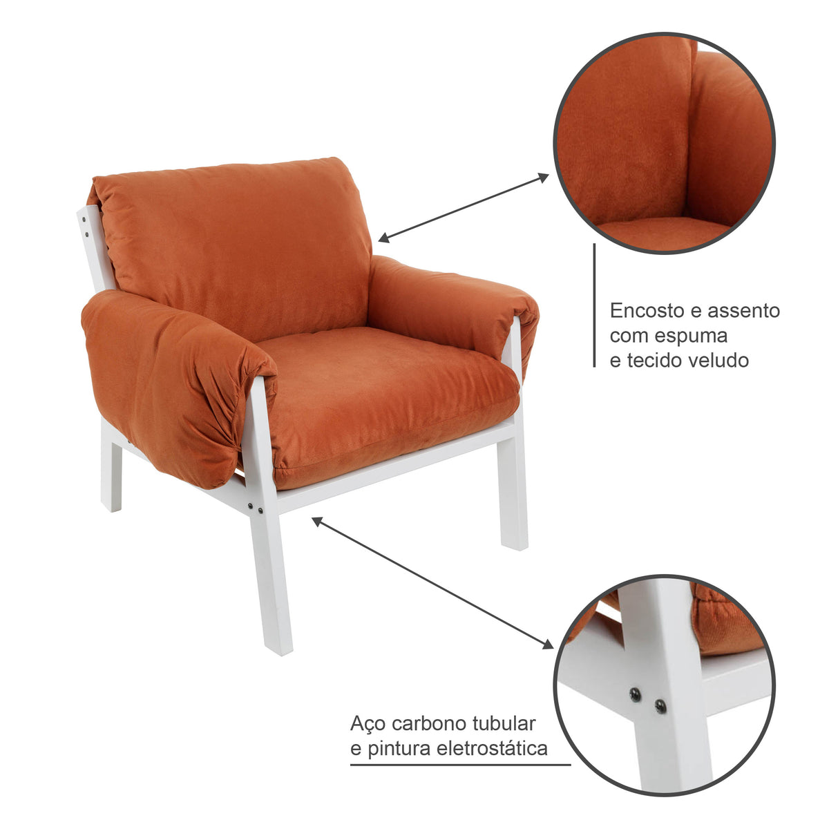 Poltrona Decorativa Reforçada Design Luxo Consultório Nona