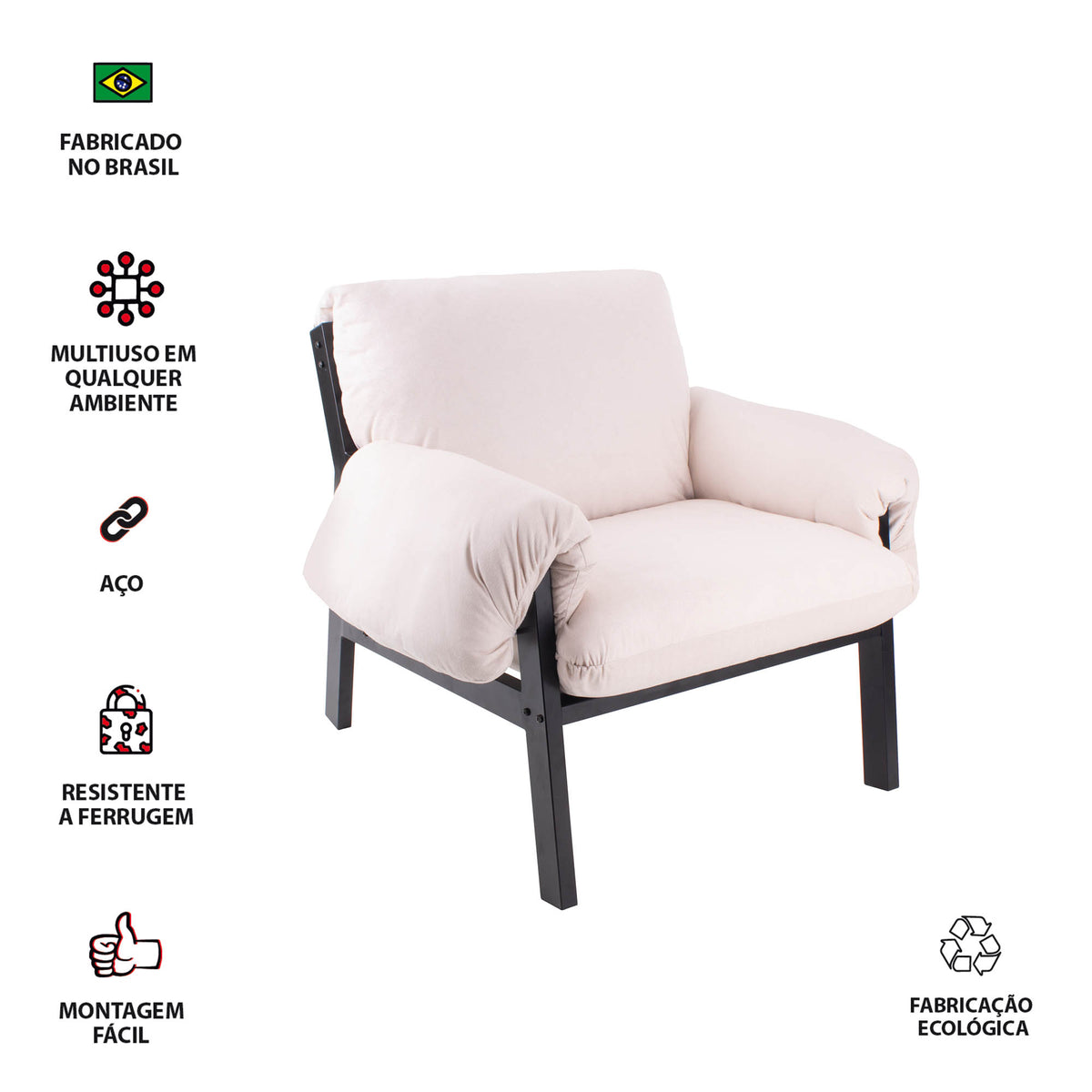 Poltrona Decorativa Reforçada Design Luxo Consultório Nona