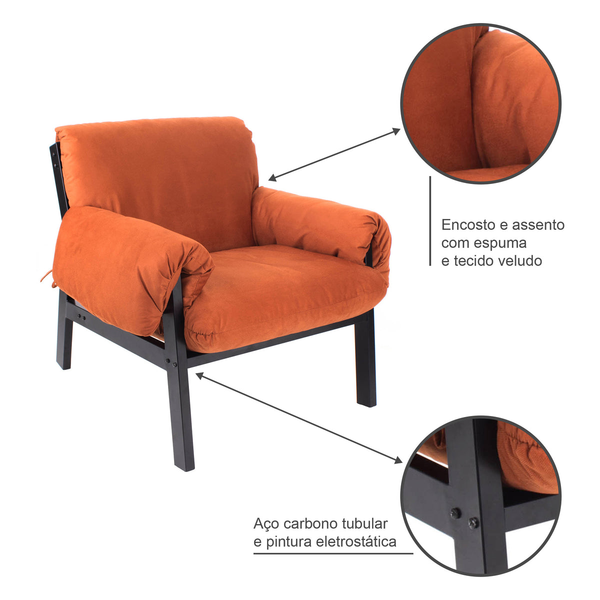 Poltrona Decorativa Reforçada Design Luxo Consultório Nona
