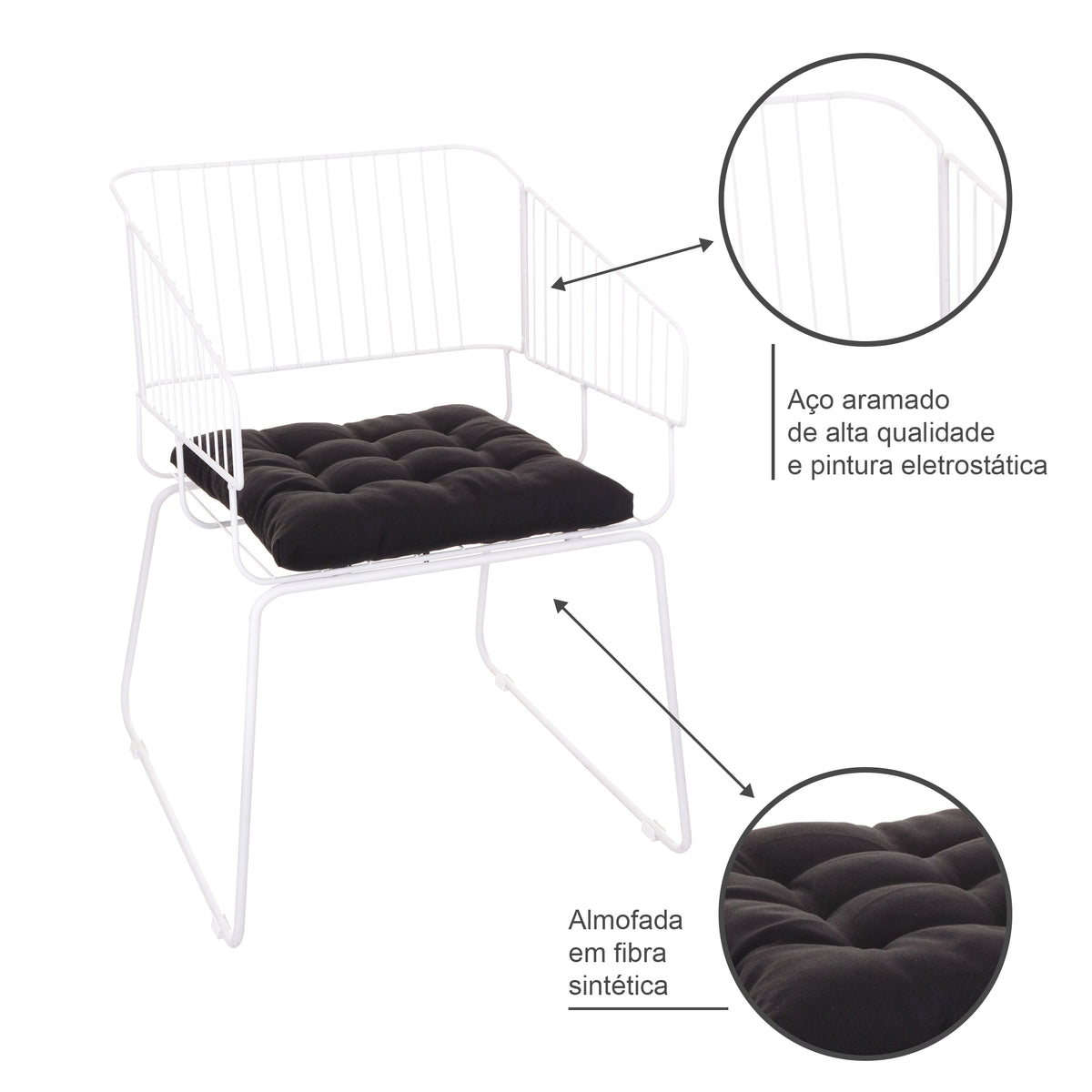 Cadeira de Jantar Design Industrial Aço Aramado Country