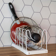 Organizador de Tampas e Frigideiras para Armário de Cozinha – Suporte Porta Tampas de Panela