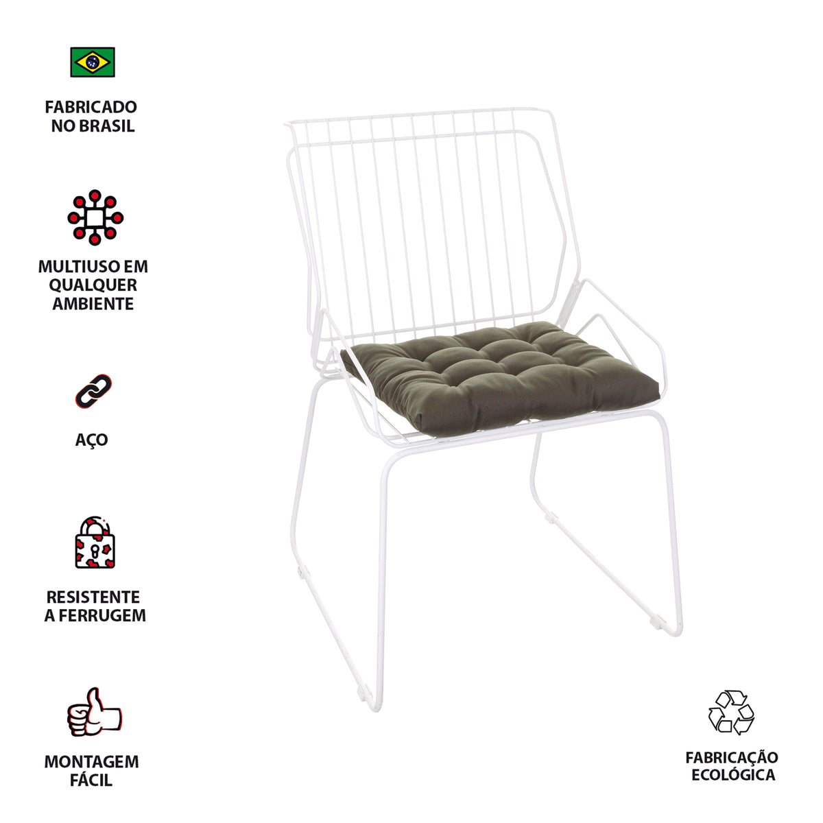 Cadeira de Jantar Design Industrial Aço Aramado Tron