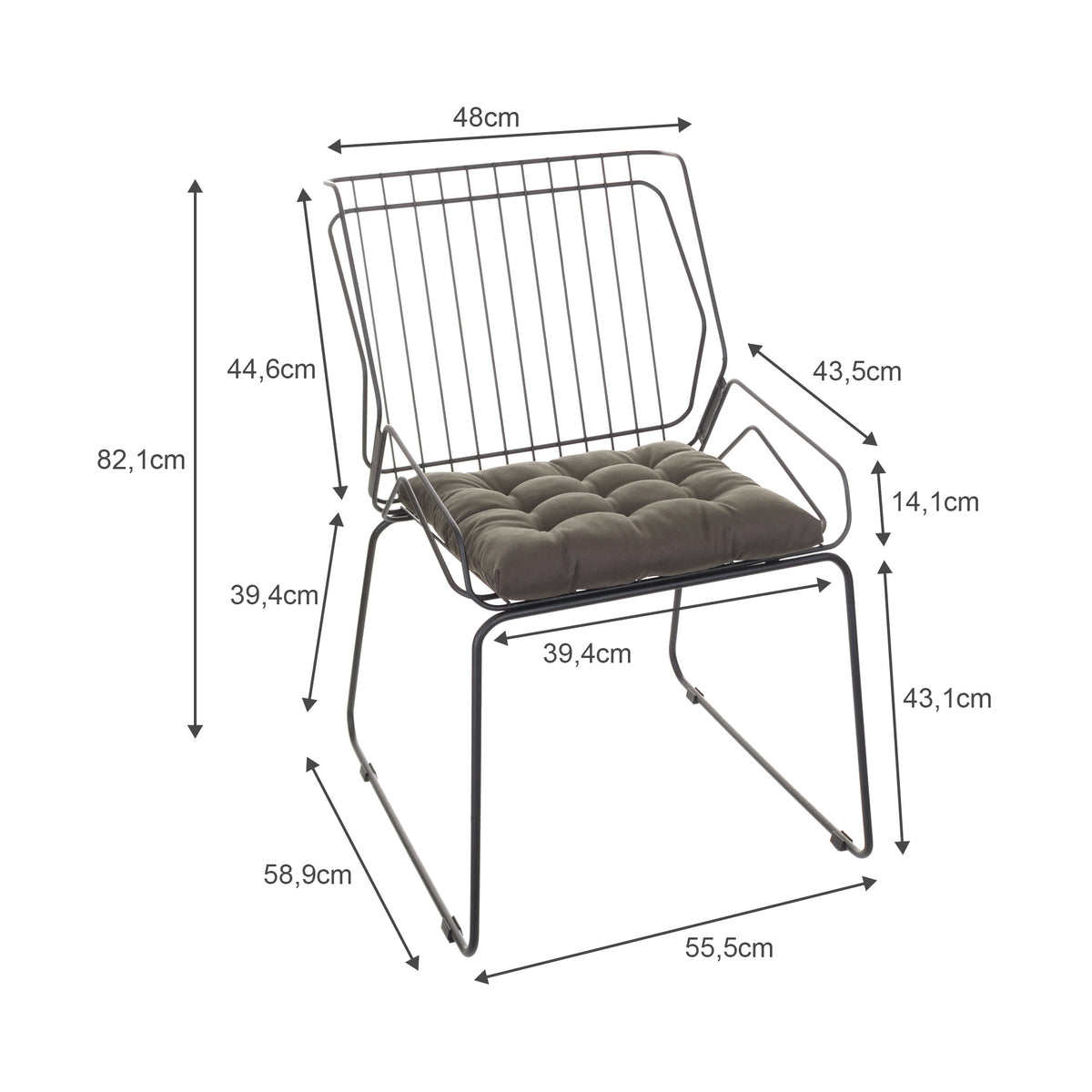 Cadeira de Jantar Design Industrial Aço Aramado Tron