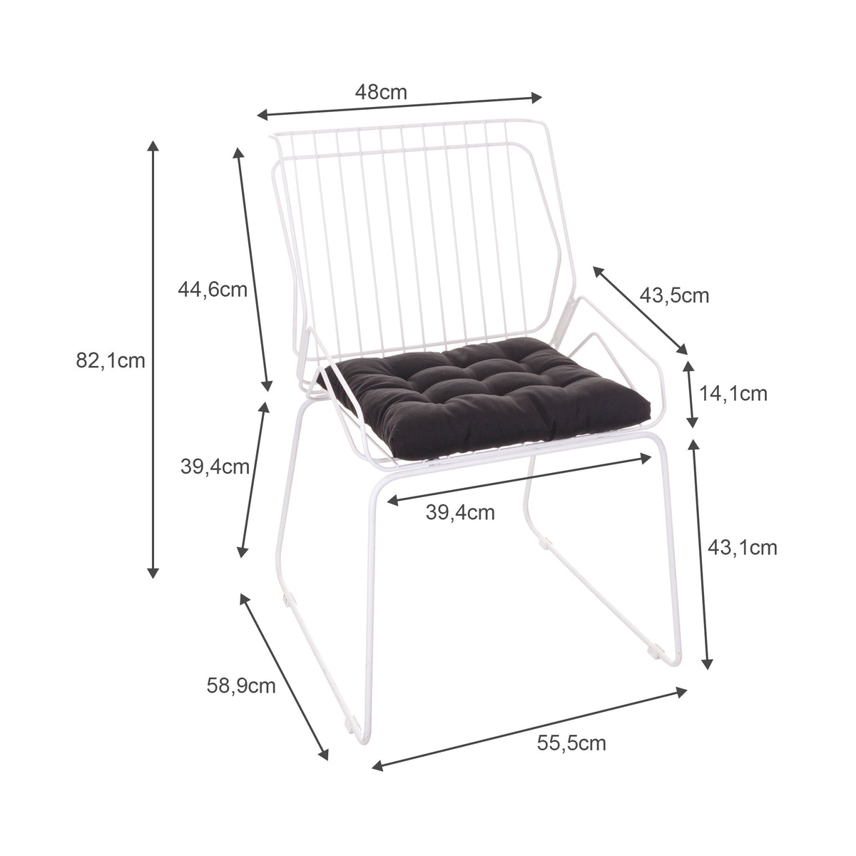Cadeira de Jantar Design Industrial Aço Aramado Tron