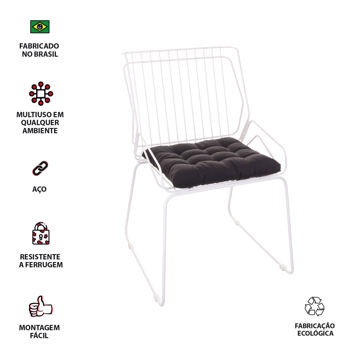 Cadeira de Jantar Design Industrial Aço Aramado Tron
