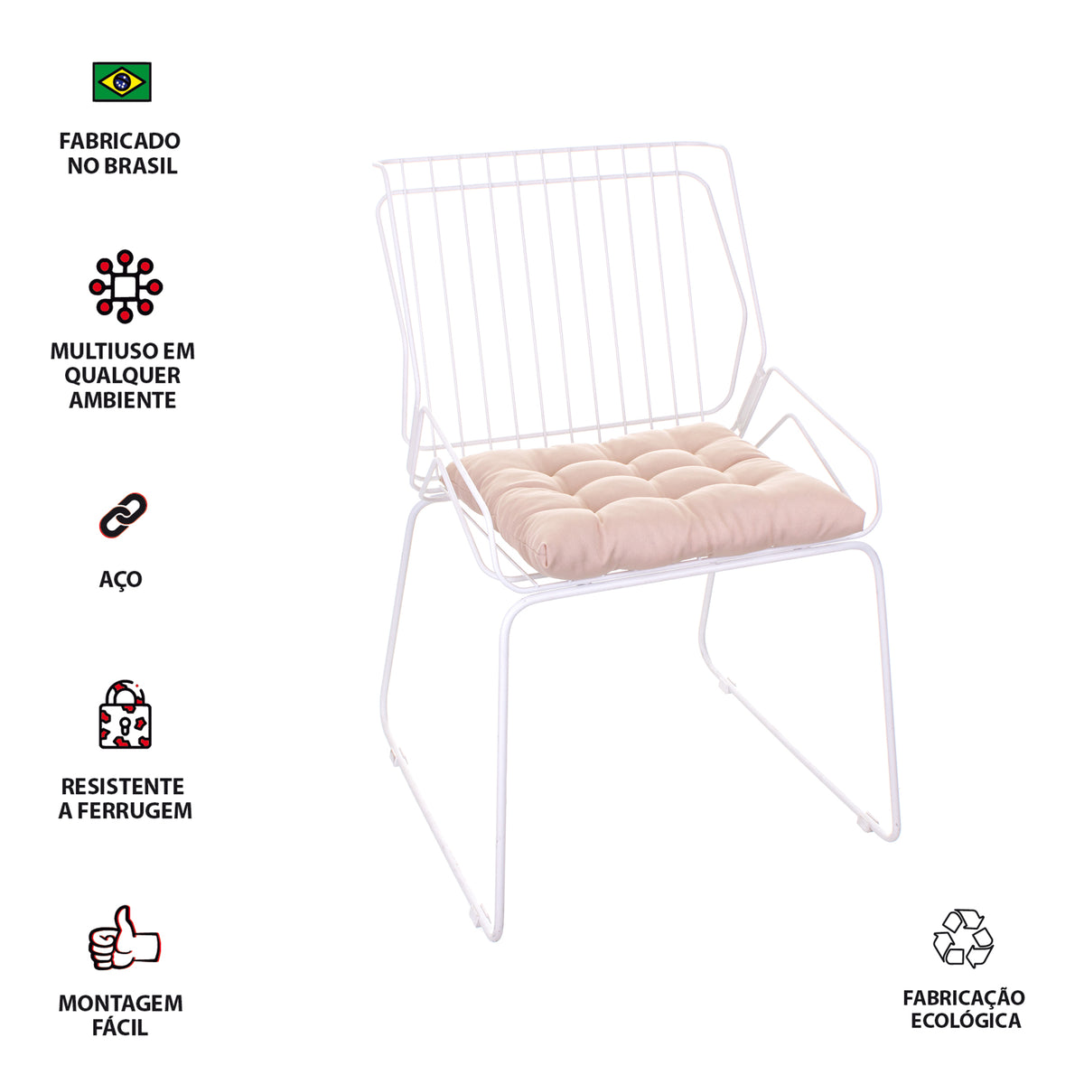 Cadeira de Jantar Design Industrial Aço Aramado Tron