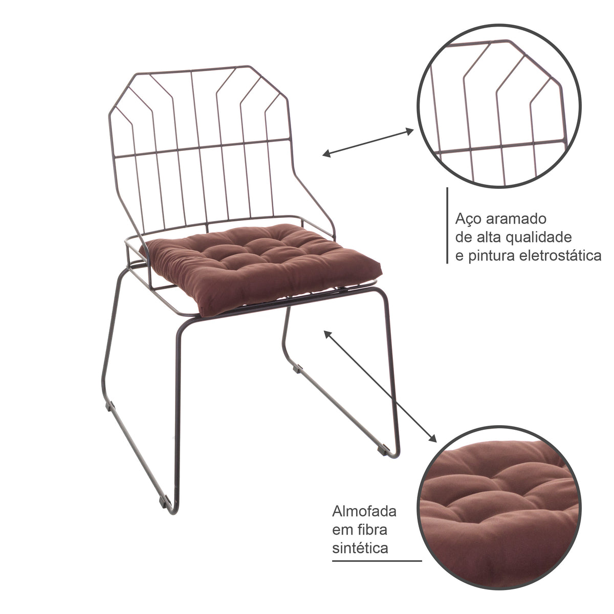 Cadeira de Jantar Top Design Industrial Aço Aramado Jovi
