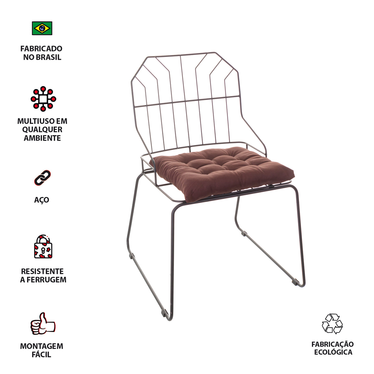 Cadeira de Jantar Top Design Industrial Aço Aramado Jovi