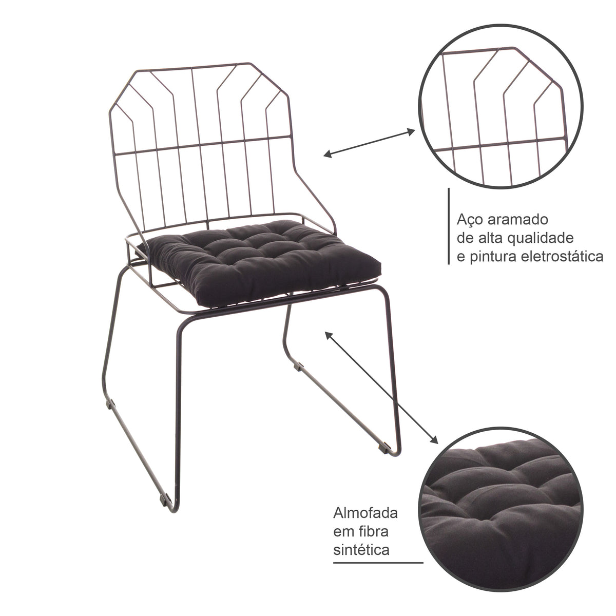 Cadeira de Jantar Top Design Industrial Aço Aramado Jovi