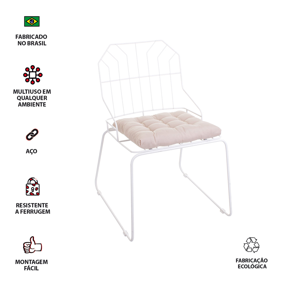 Cadeira de Jantar Top Design Industrial Aço Aramado Jovi