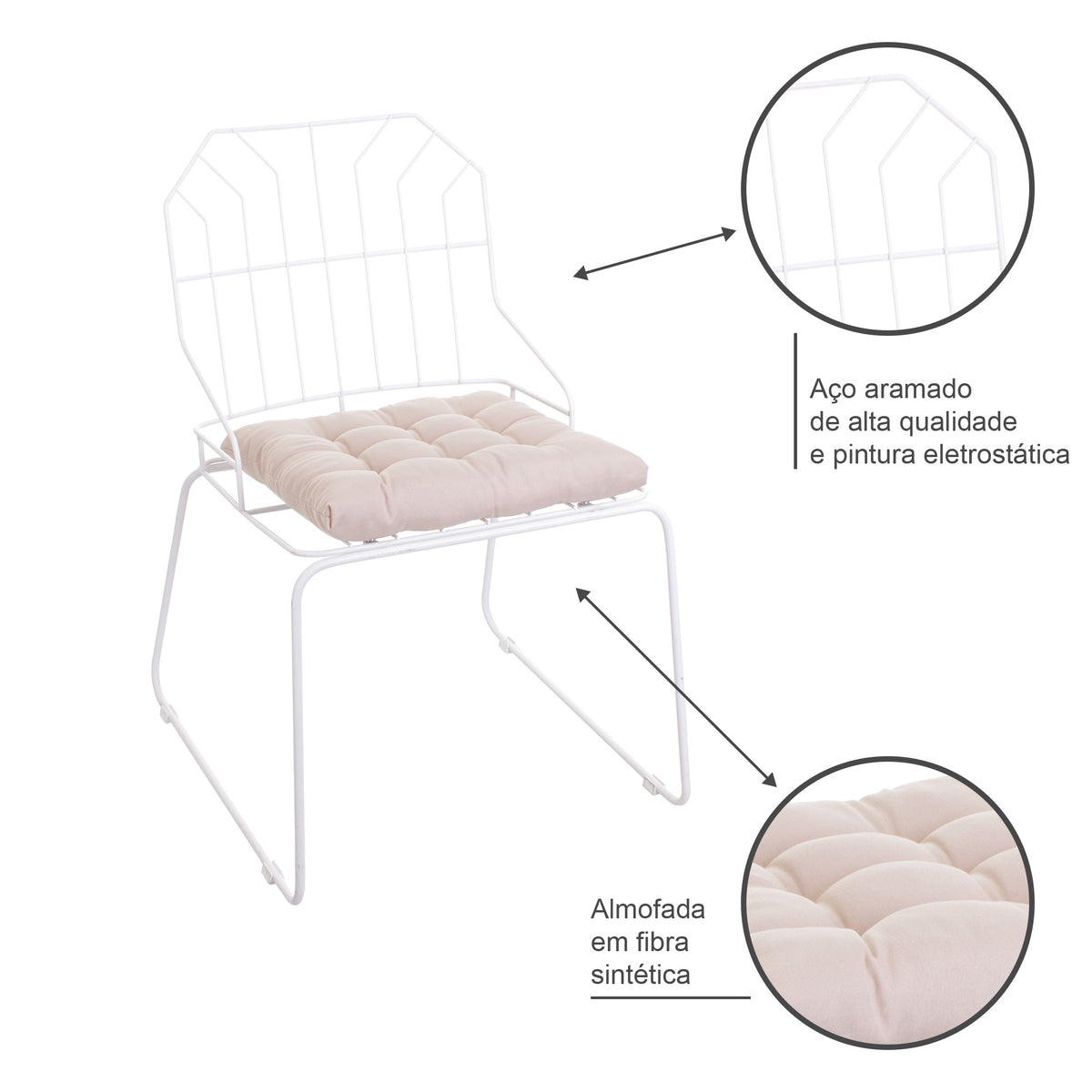 Cadeira de Jantar Top Design Industrial Aço Aramado Jovi