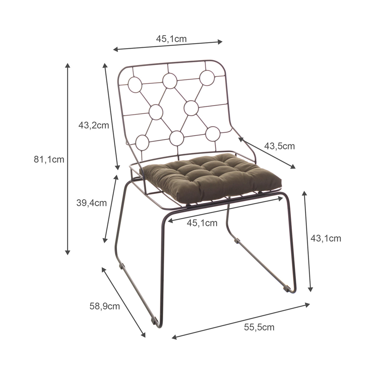 Cadeira de Jantar Design Industrial Aço Aramado Átomo