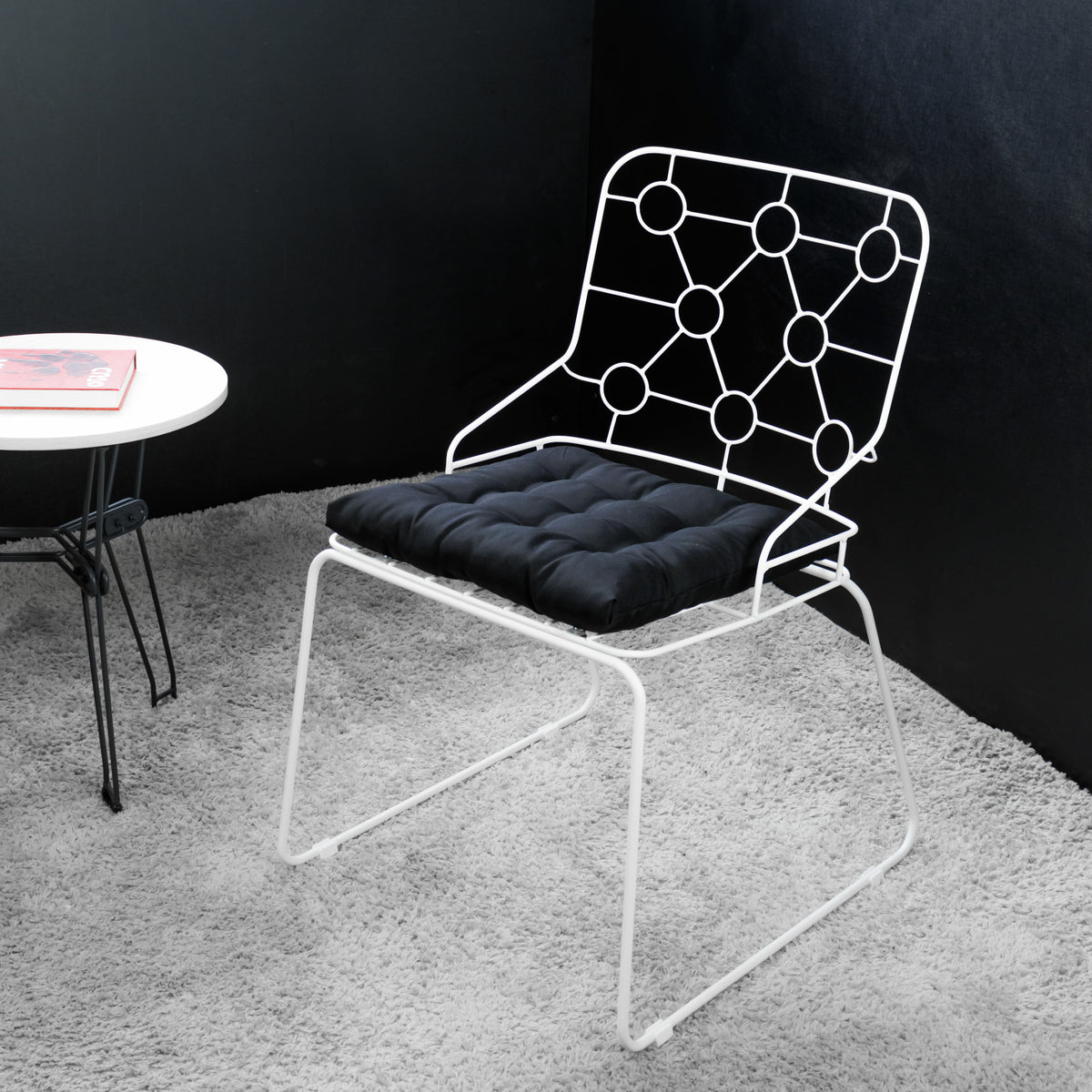 Cadeira de Jantar Design Industrial Aço Aramado Átomo