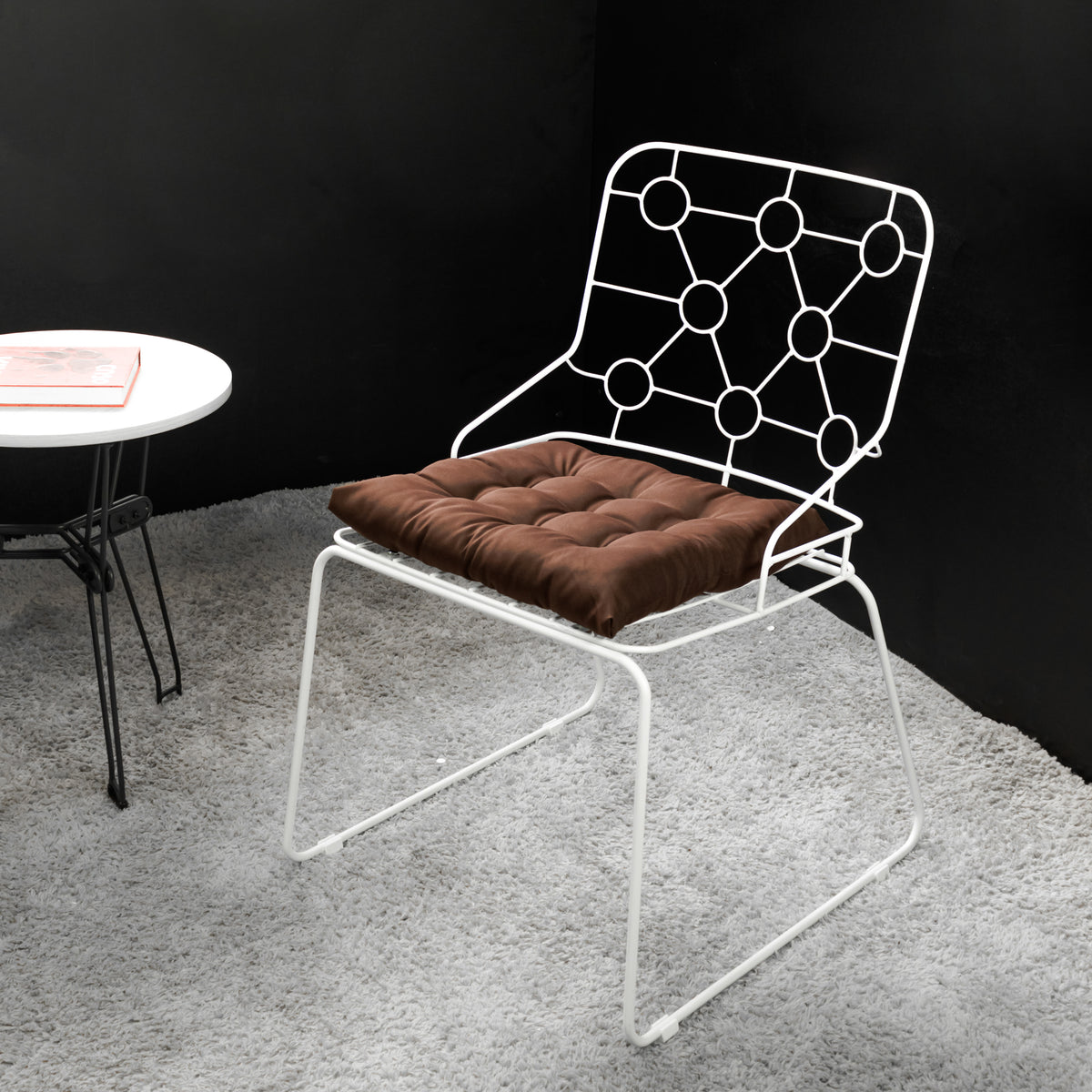 Cadeira de Jantar Design Industrial Aço Aramado Átomo