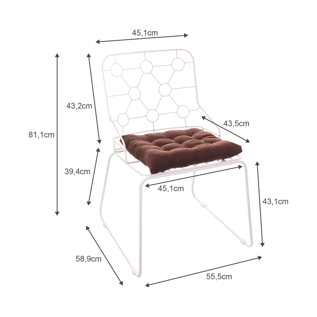 Cadeira de Jantar Design Industrial Aço Aramado Átomo