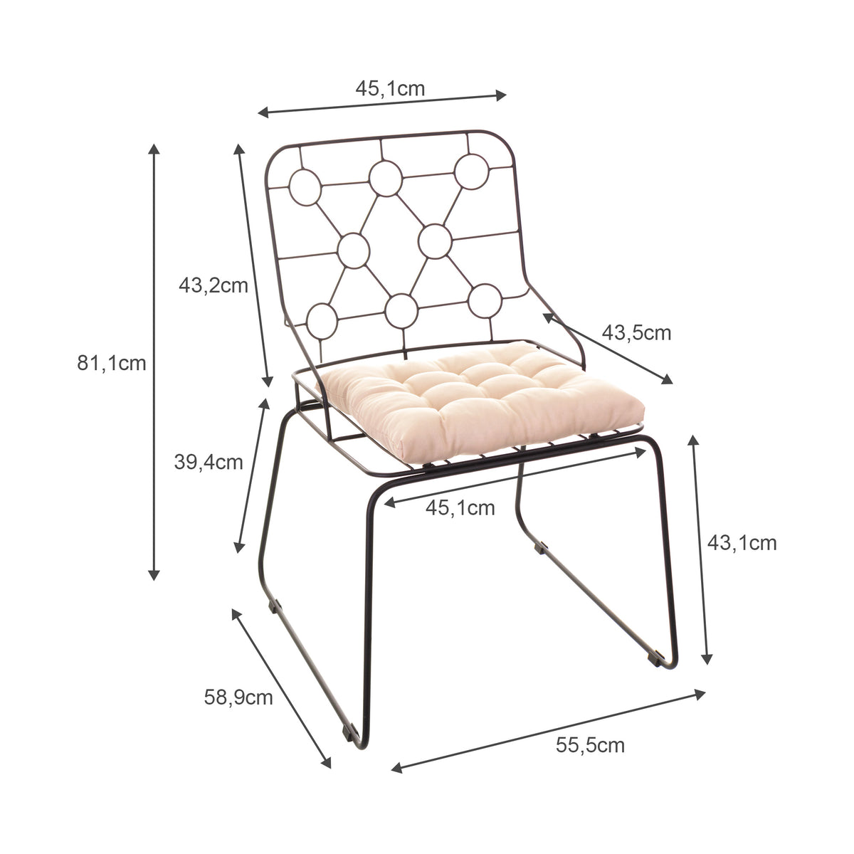 Cadeira de Jantar Design Industrial Aço Aramado Átomo