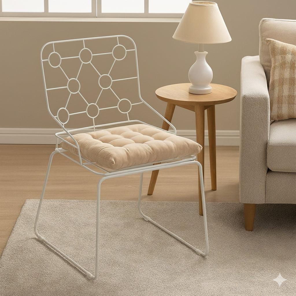 Cadeira de Jantar Design Industrial Aço Aramado Átomo