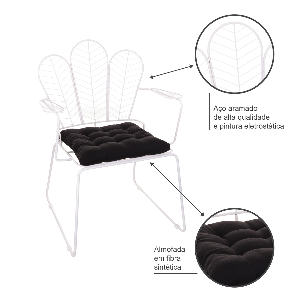 Cadeira de Jantar Design Industrial Aço Aramado Tree