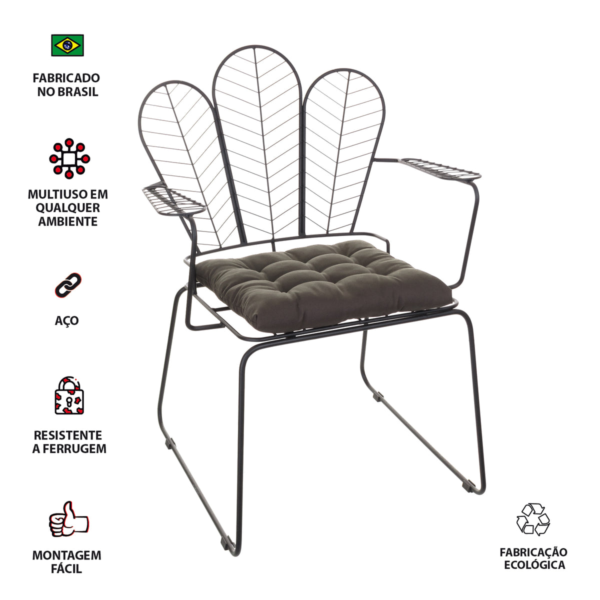 Cadeira de Jantar Design Industrial Aço Aramado Tree
