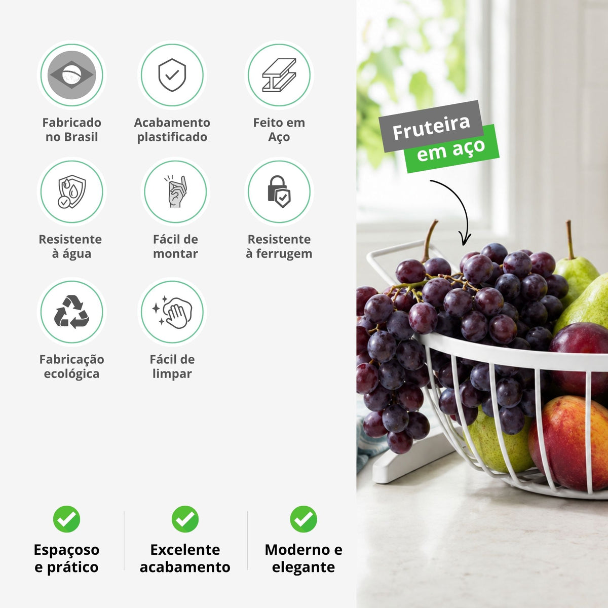 Fruteira Redonda Aramada de Mesa