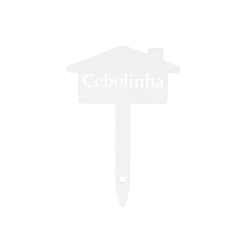 Plaquinha Identificadora para Plantas Cebolinha – Marcador Decorativo para Horta, Vaso e Jardim em Aço