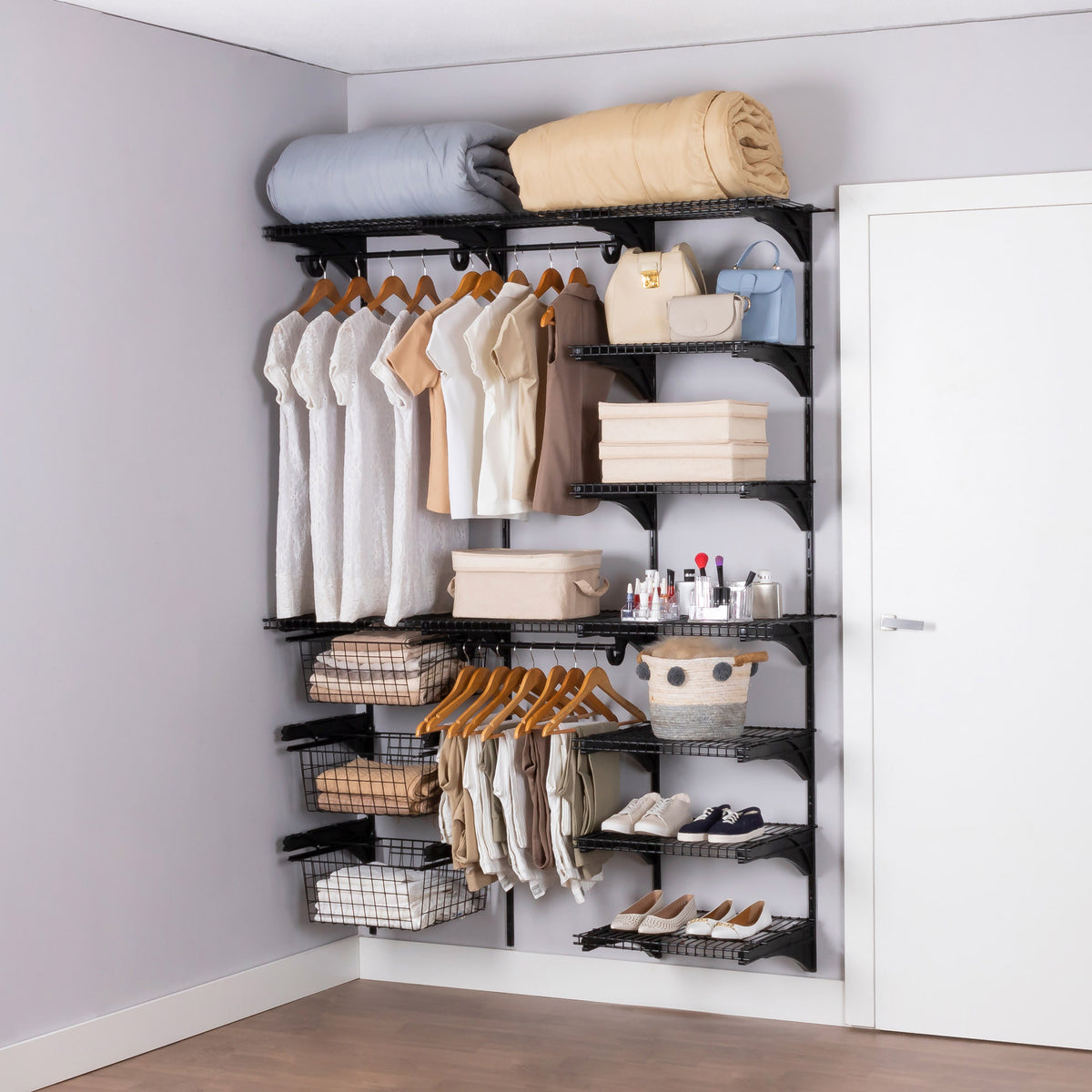 Armário Multiuso Closet Aberto Parede Casal Aramado kit 54