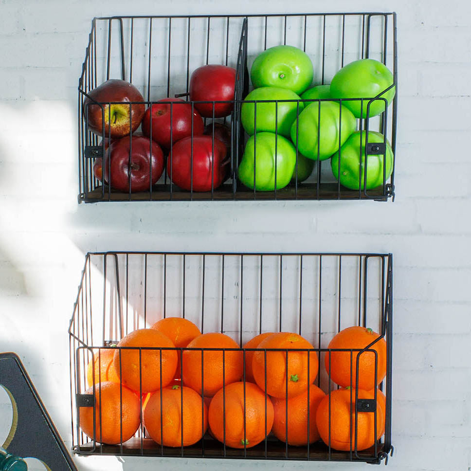 Fruteira de Parede Aramado Cozinha Cesto Frutas Kit 2G