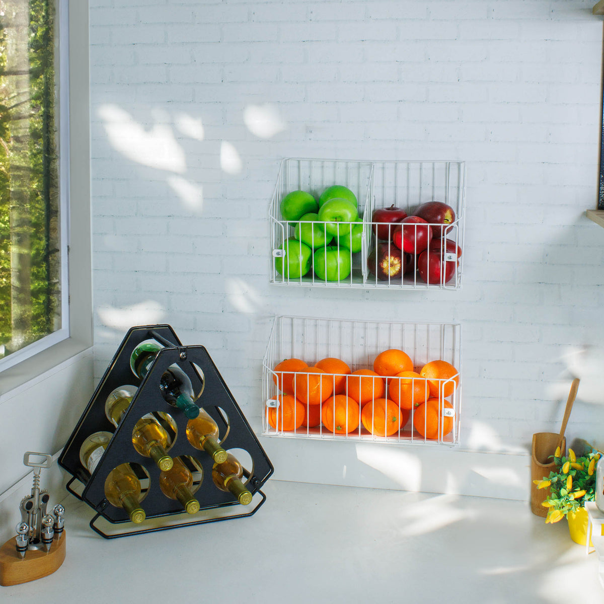 Fruteira de Parede Aramado Cozinha Cesto Frutas Kit 2G