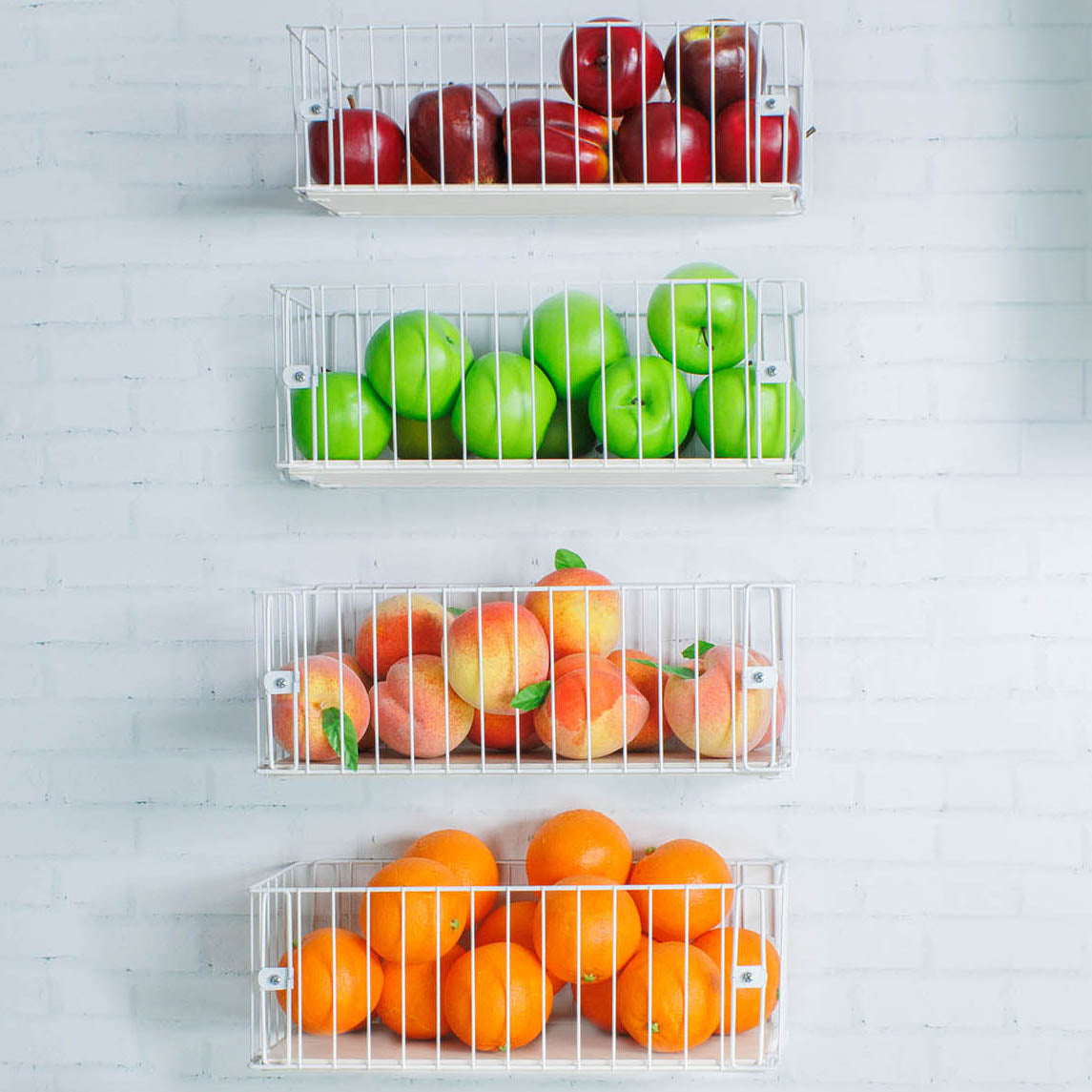 Fruteira de Parede Aramado Cozinha Cesto Frutas Kit 4P
