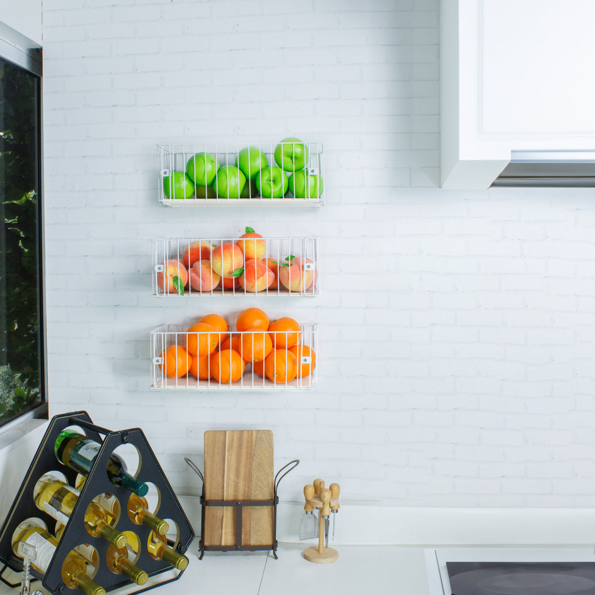 Fruteira de Parede Aramado Cozinha Cesto Frutas Kit 3P