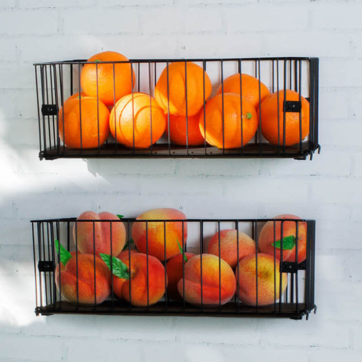 Fruteira de Parede Aramado Cozinha Cesto Frutas Kit 2P