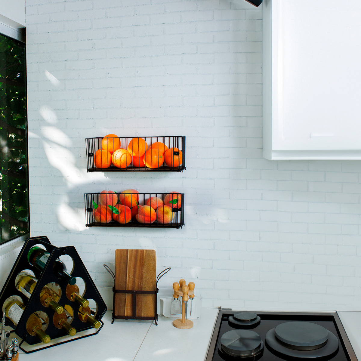 Fruteira de Parede Aramado Cozinha Cesto Frutas Kit 2P