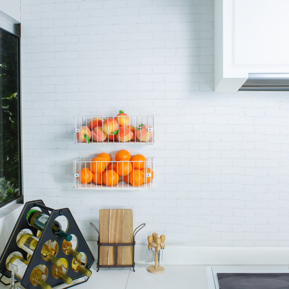 Fruteira de Parede Aramado Cozinha Cesto Frutas Kit 2P