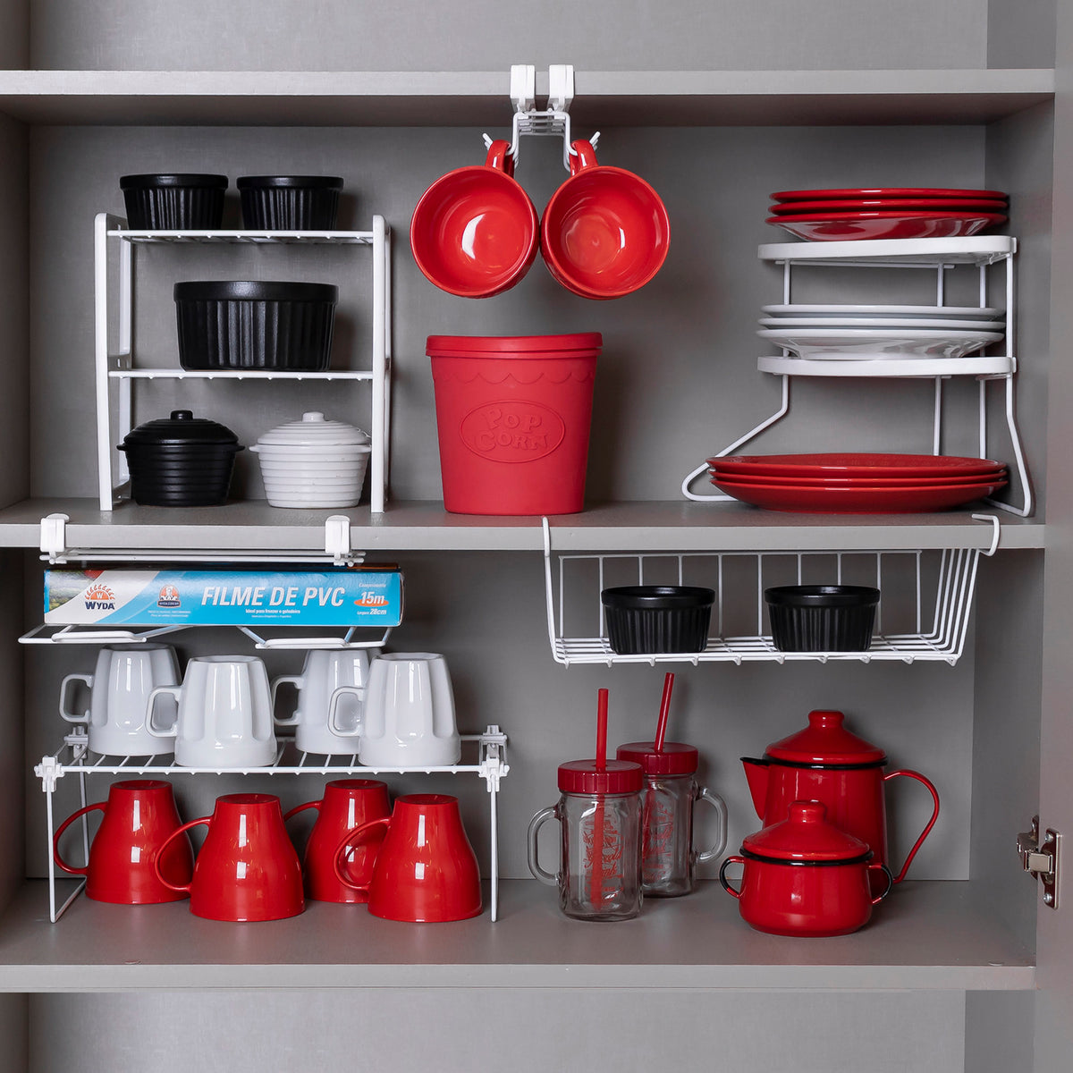 Organizador de Armário de Cozinha kit com 6 Suportes Aramado