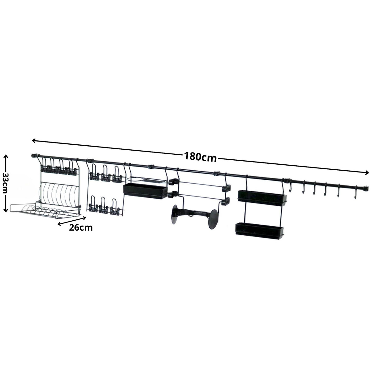 Kit Cozinha Suspensa Escorredor Louça de Parede Kit 14 Porta Copos Talheres Temperos Papel Toalha