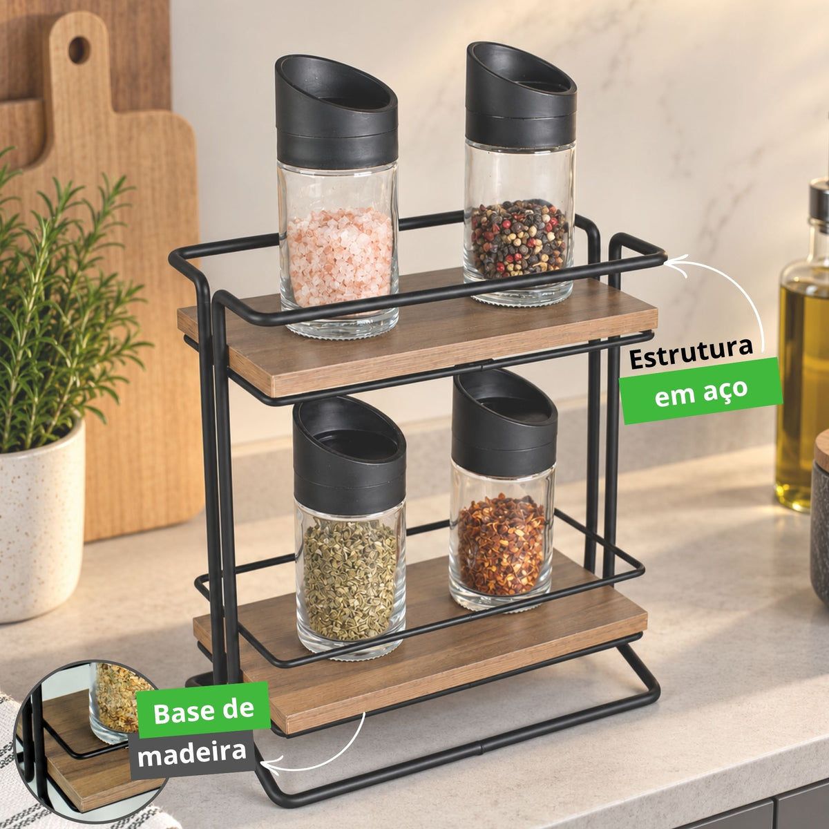 Organizador De Cozinha Rack Porta Tempero 2 Andares