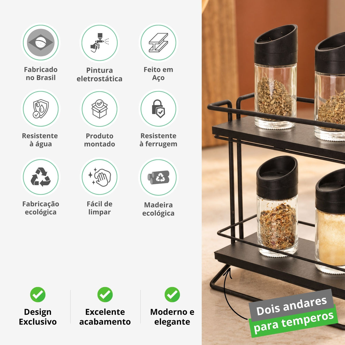 Organizador De Cozinha Rack Porta Tempero 2 Andares