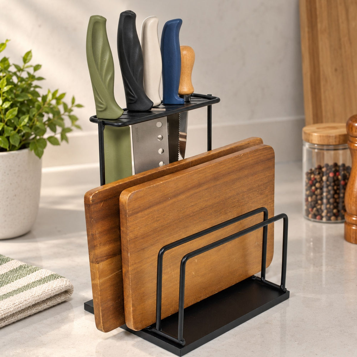 Suporte Organizador de Tábuas e Facas para Bancada Cozinha
