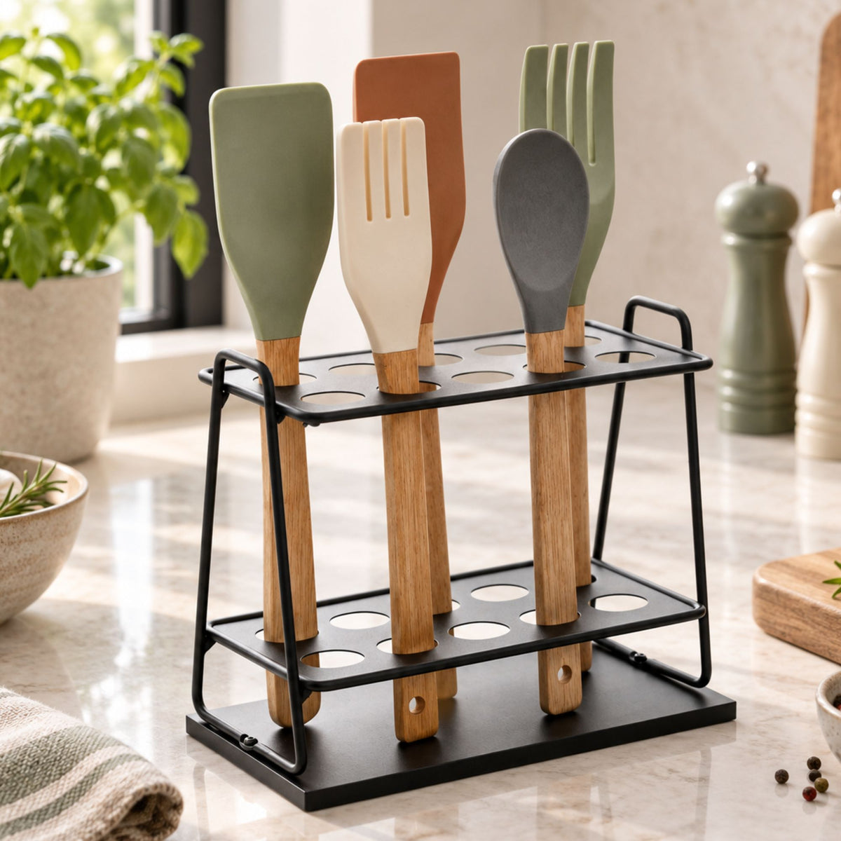 Suporte Aramado Estilo para Utensílios