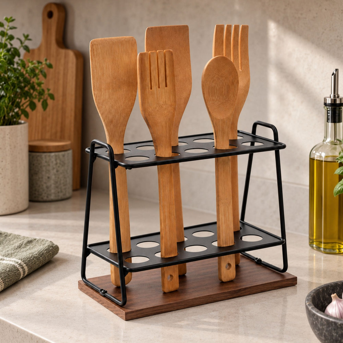 Suporte Aramado Estilo para Utensílios