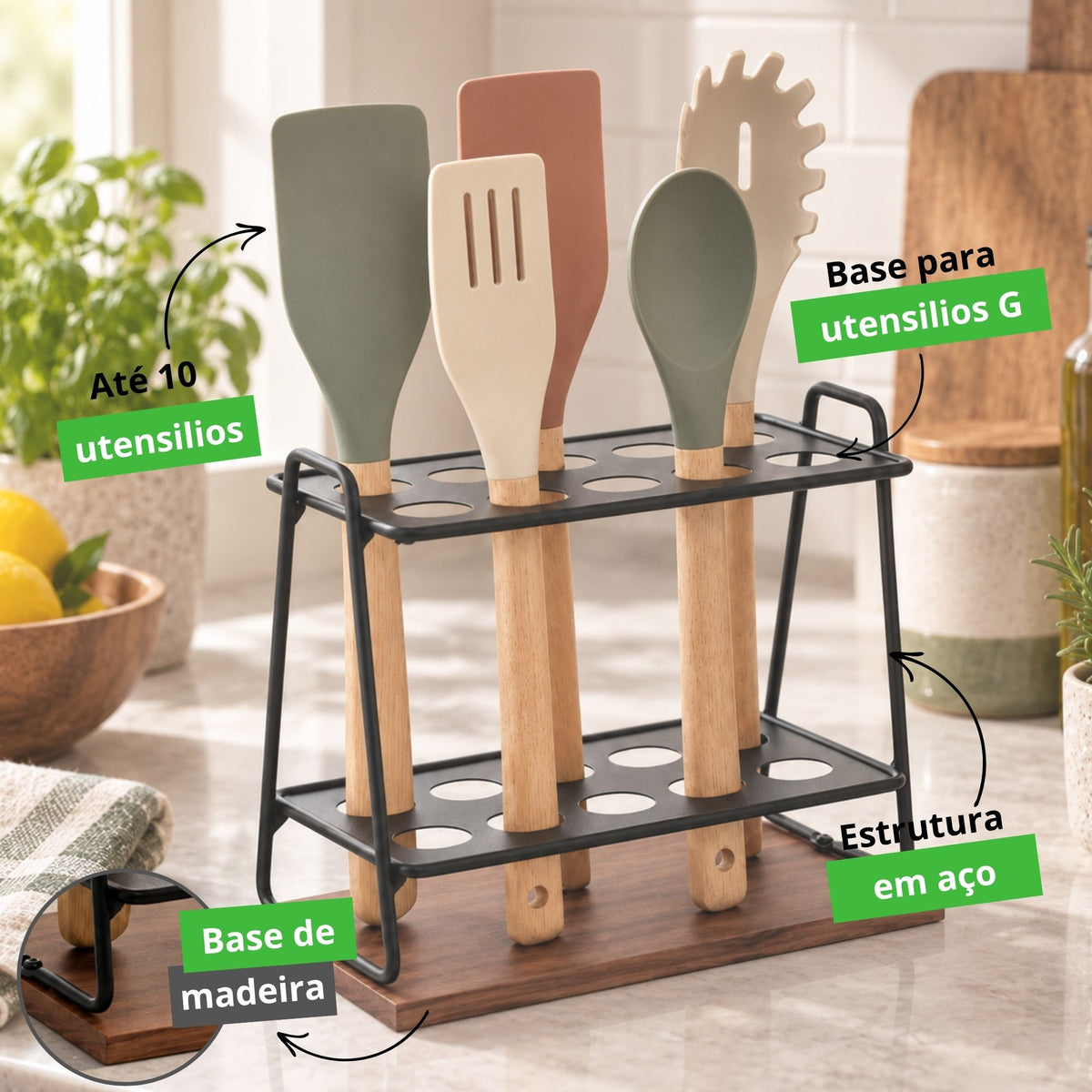 Suporte Aramado Estilo para Utensílios