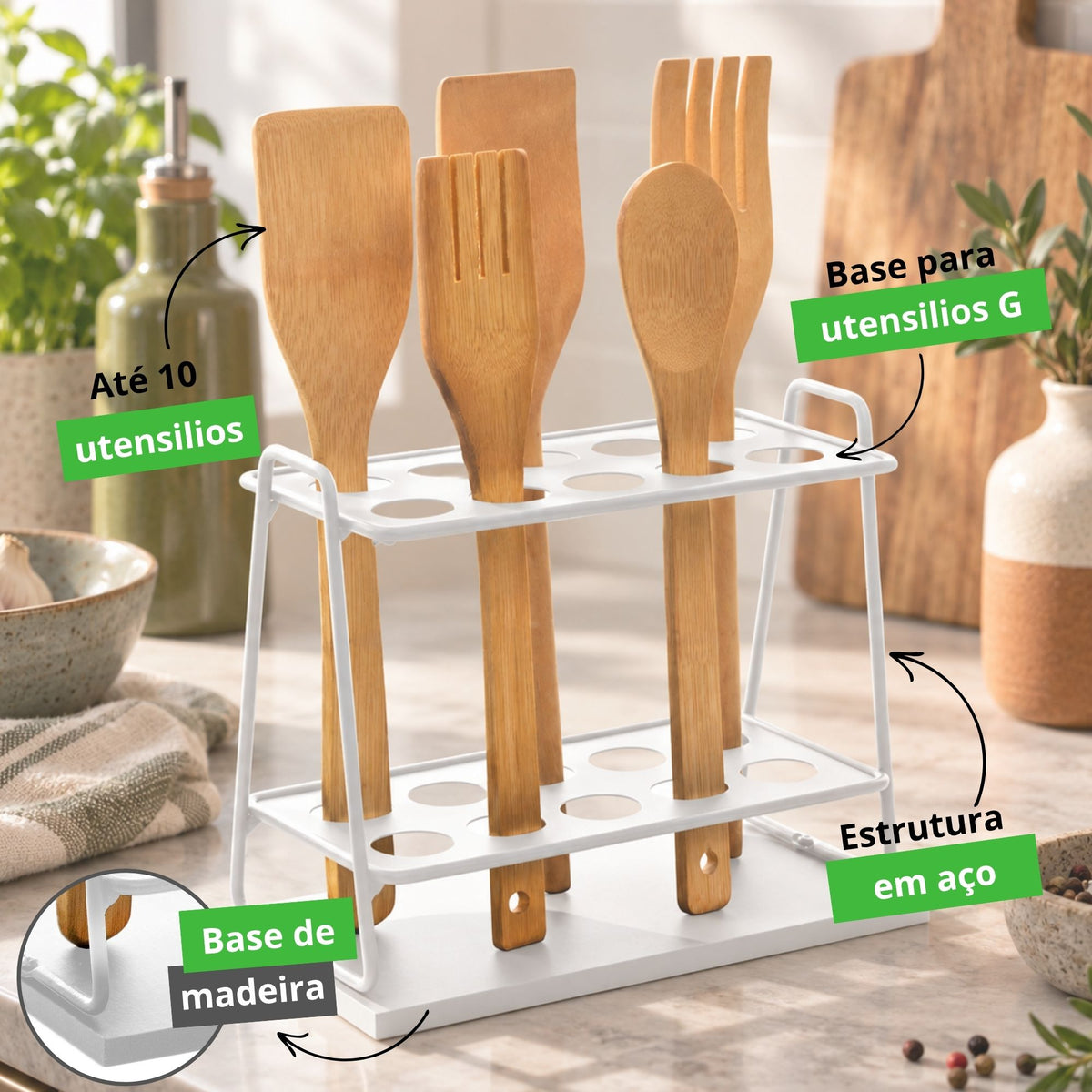 Suporte Aramado Estilo para Utensílios