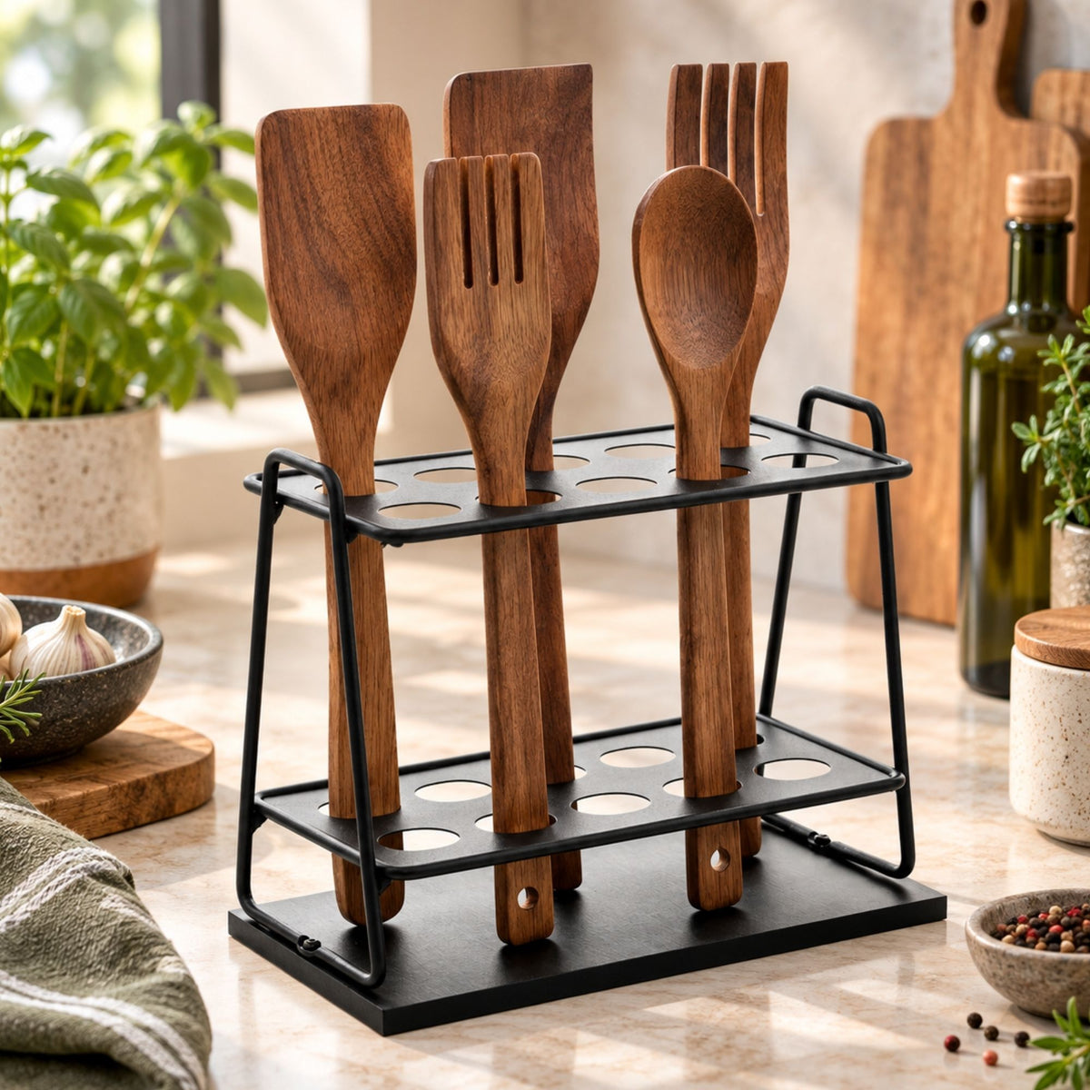 Suporte Aramado Estilo para Utensílios