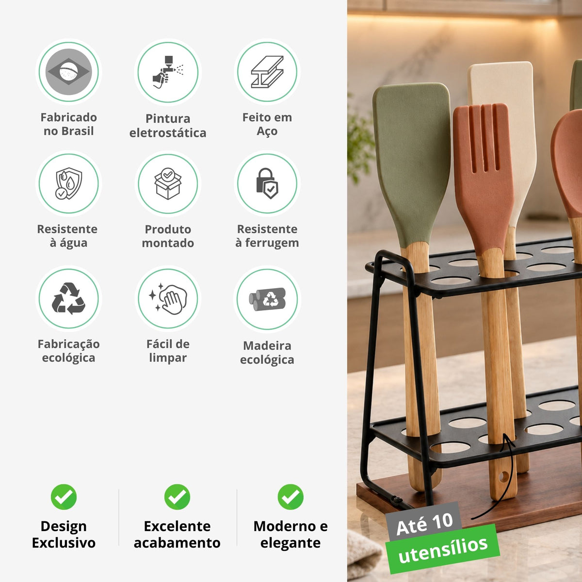 Suporte Aramado Estilo para Utensílios