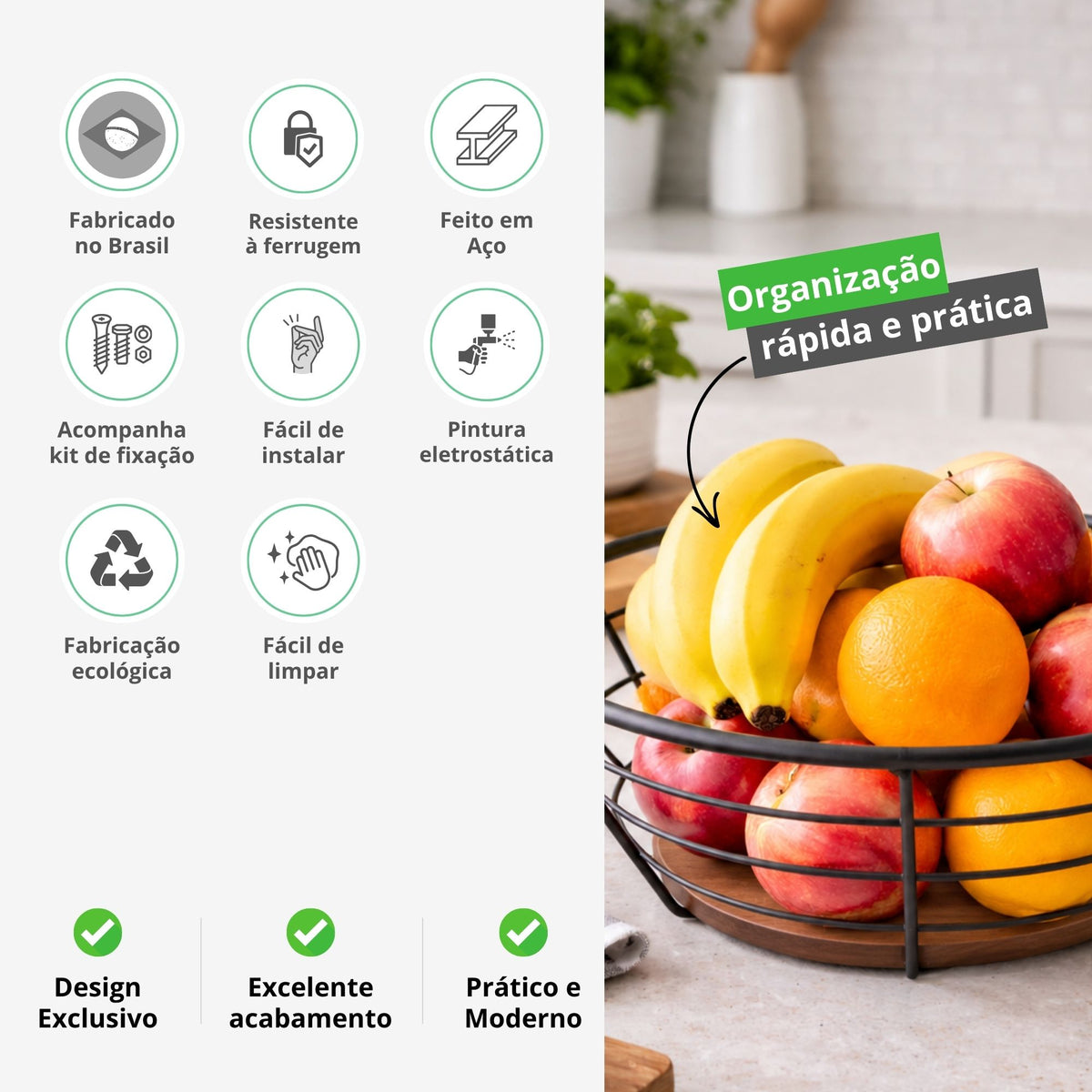 Fruteira de Mesa Organizadora Only Aramado