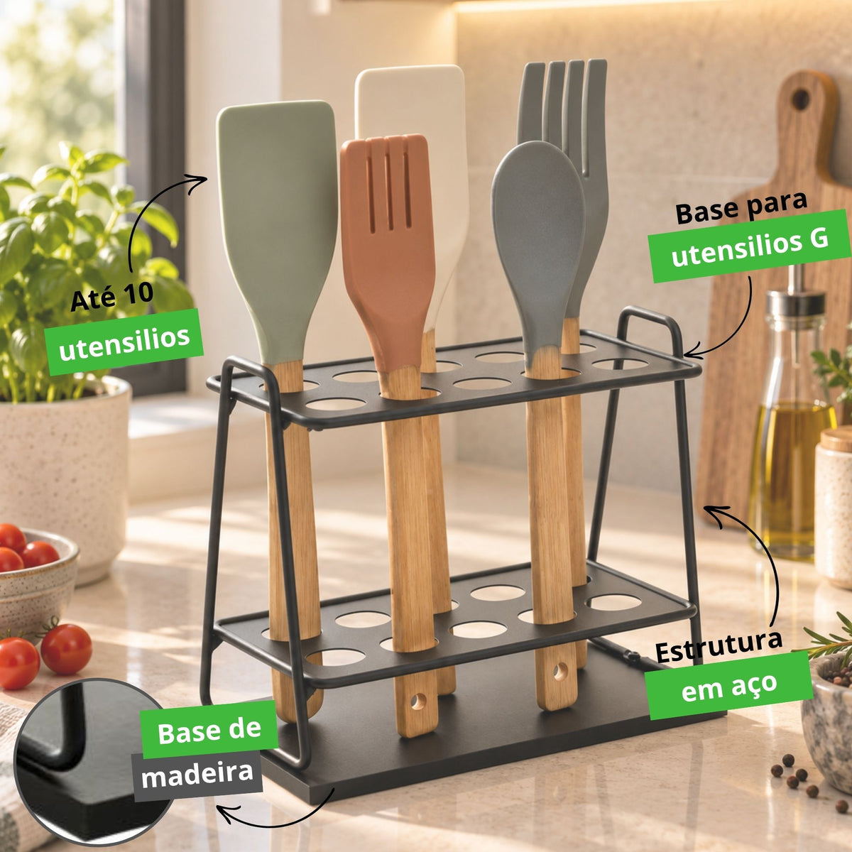 Suporte Para Utensílios Aramado Estilo
